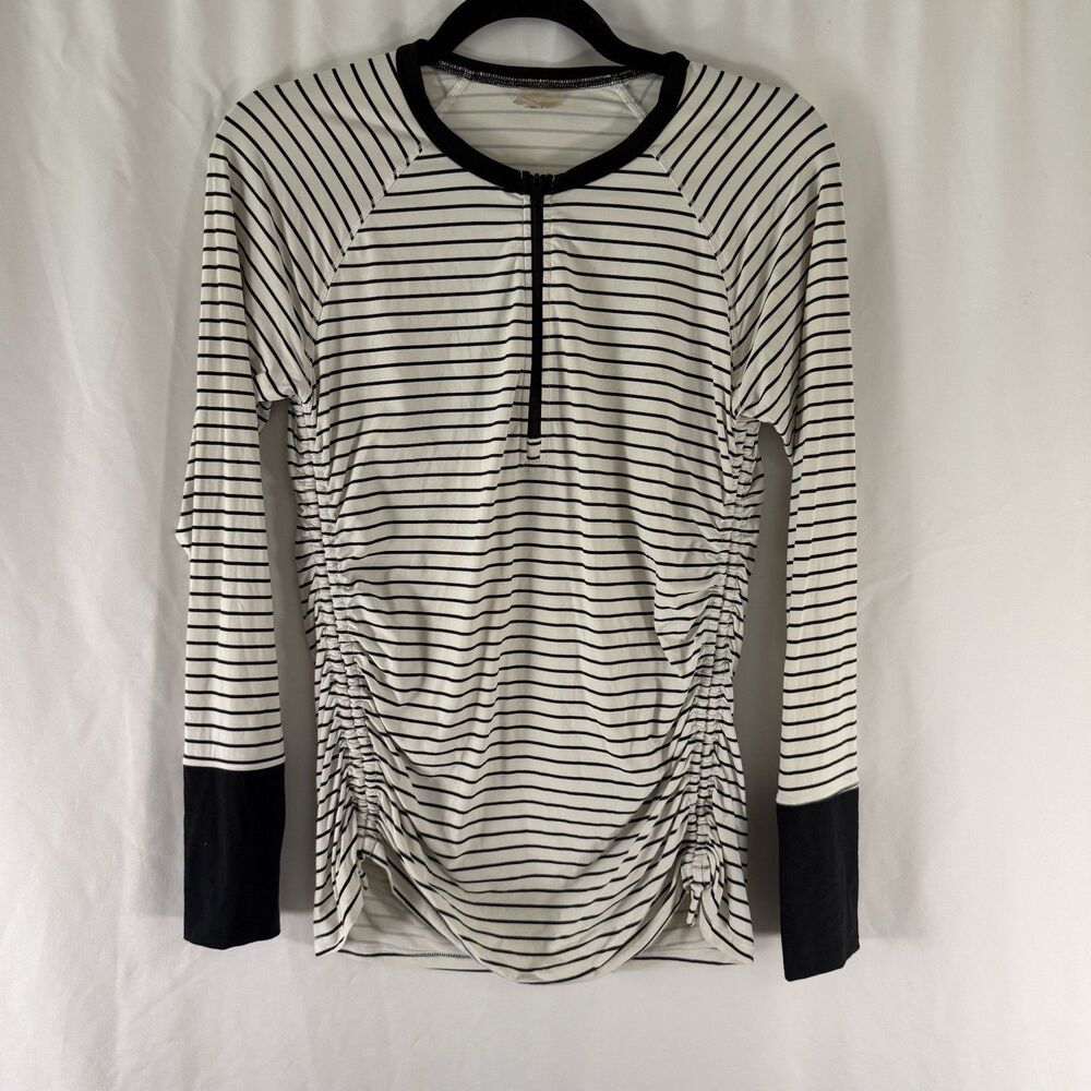 Calia Carrie Underwood Rashgaurd Women's Medium Black White Striped Long Sleeve